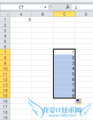 使用 Excel 2010 默认填充序列 填充数据