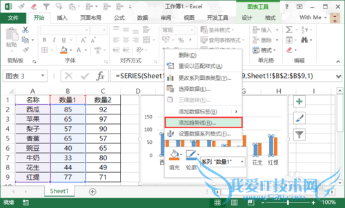 Excel图表趋势线、达标值线怎么添加