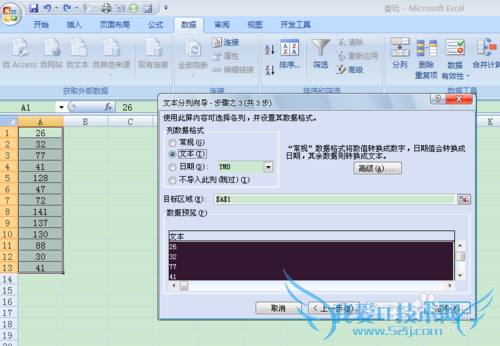 Excel中数字格式快速转为文本格式