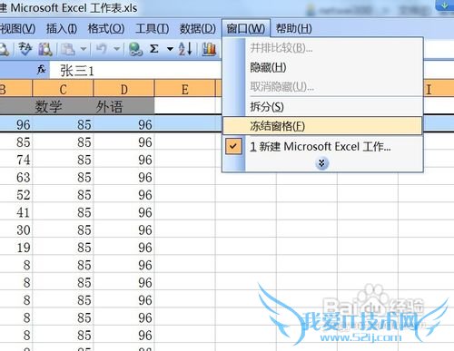 excel中如何固定显示某一行