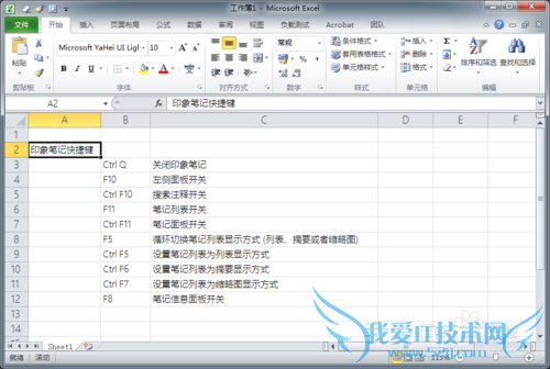 excel表格复制印象笔记无边框的解决办法