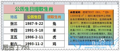 Excel根据农历生日提取生肖