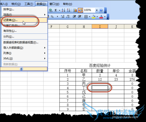 利用“记录单”完成对EXCEL表格的快速填充