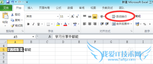 如何使用excel2010中的自动换行功能