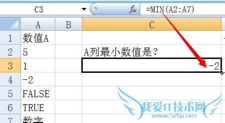 Excel MIN 函数的使用方法