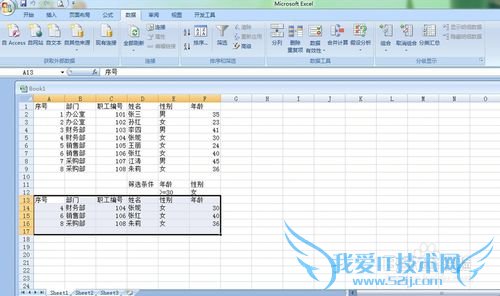 EXCEL表格高级筛选功能的用法