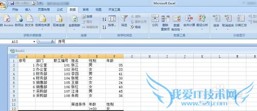 EXCEL表格高级筛选功能的用法