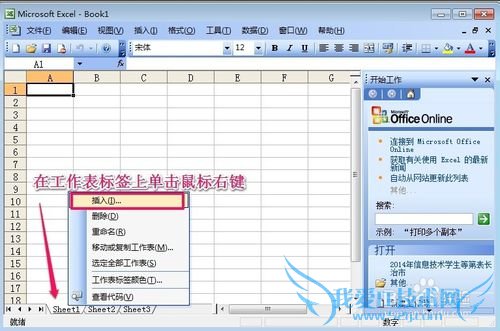 excel中怎样插入、删除、移动工作表