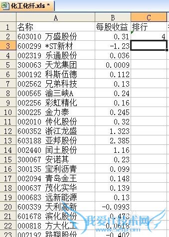 Excel如何在后一列附上排名