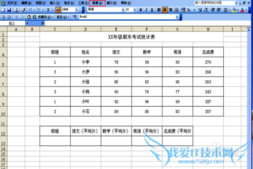如何运用Excel函数统计查询某班各科成绩平均分