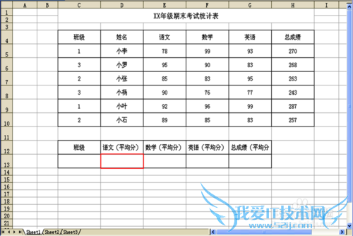 如何运用Excel函数统计查询某班各科成绩平均分