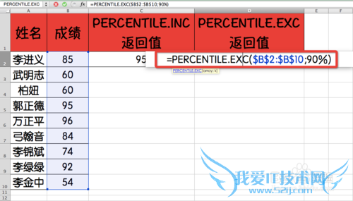 Excel⣺[192]PERCENTILE.INC÷