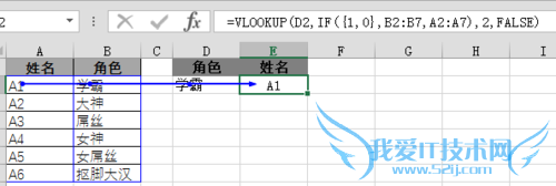 Excel查找匹配之VLOOKUP反向查询