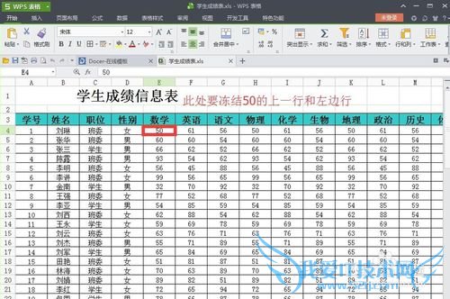 EXCEL实用冻结窗口