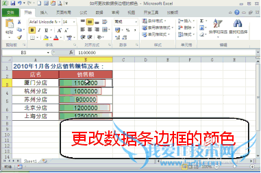 如何更改excel数据条边框的颜色