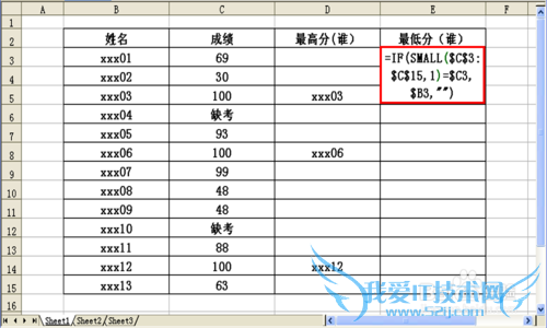 如何运用EXCEL函数查找“ 谁”最高分、最低分