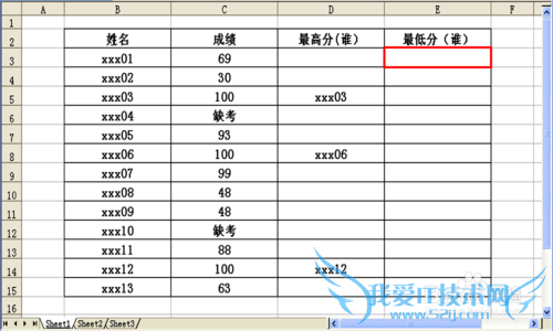 如何运用EXCEL函数查找“ 谁”最高分、最低分