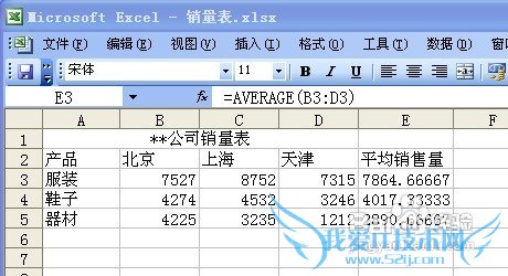 在EXCEL中怎样计算同一产品的平均销售量