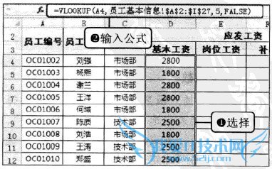 Excel2010用VL00KUP()函数引用员工基本信息