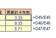 excel中如何解决用问题用车数量向上舍入的问题