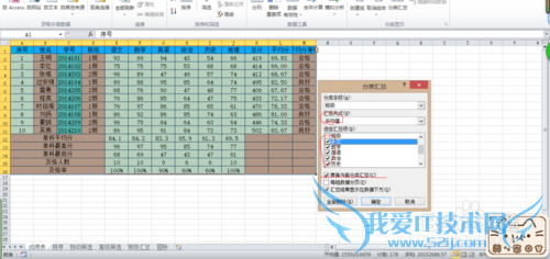 EXCEL的成绩表中分类汇总??