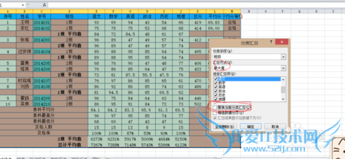 EXCEL的成绩表中分类汇总??