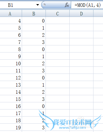 excel中mod函数的应用