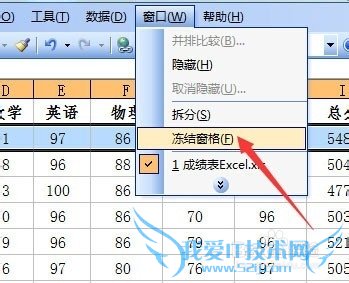 Excel 2003 冻结窗口(窗格)的使用