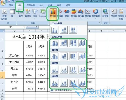 Excel2007教程:在Excel2007中如何添加柱形图
