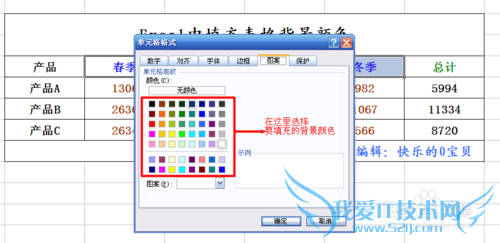Excel中填充表格颜色