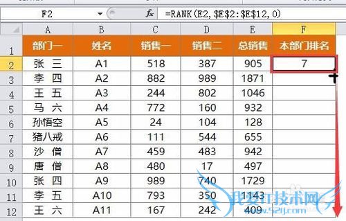 EXCEL中求排名有方法。