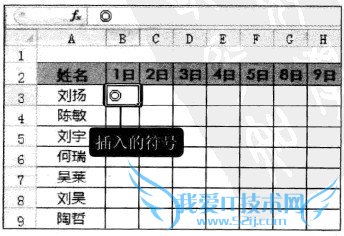 Excel2010中如何插入特殊标识符记录考勤情况