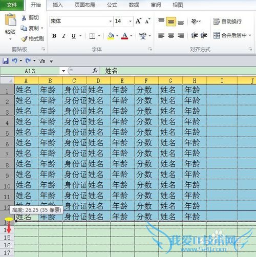 如何快速调整EXCEL行高与列宽