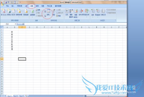如何对Excel 2007对单元格中数据进行排序?