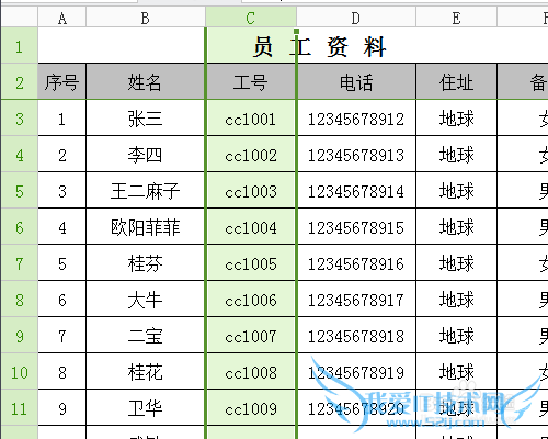 在Excel表中对于某行标题行或列的锁定设置