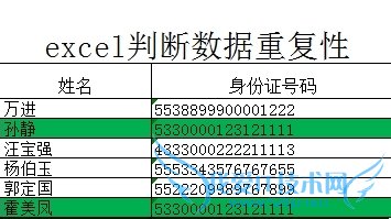 excel判断数据重复性