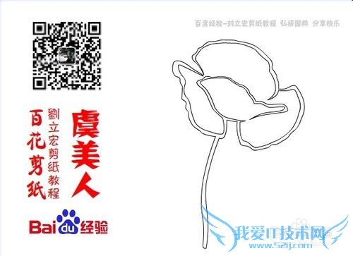 百花剪纸教程 虞美人1(飘逸)刘立宏一剪刀剪纸