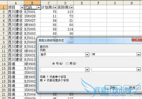 EXCEL自动筛选自定义条件“始于”应用一例