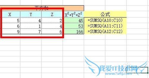 Excel中使用SUMSQ函数对乘积进行计算求和