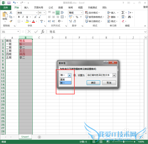Excel2013标记重复数据