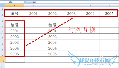 利用transpose函数实现Excel行列互换