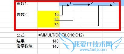 Excel中如何使用MMULT函数返回两数组矩阵乘积?