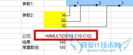 Excel中如何使用MMULT函数返回两数组矩阵乘积?