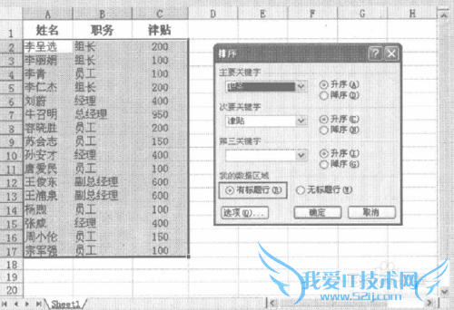 excel中包含标题的数据表如何排序