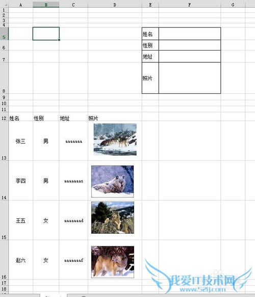 excel制作带照片的信息查询表