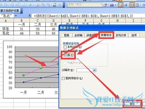 Excel折线图标记数据点,设置坐标轴起点不为0