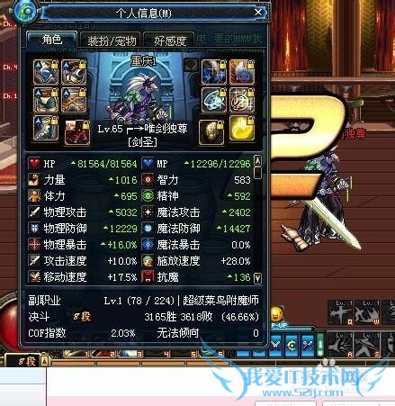 DNF剑圣PK+出装+加点