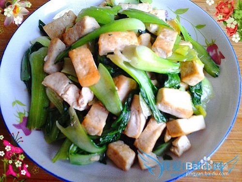 怎么做卤水豆腐炒绿叶菜