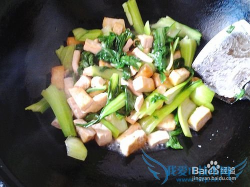 怎么做卤水豆腐炒绿叶菜