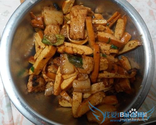香豆腐炒肉片的做法